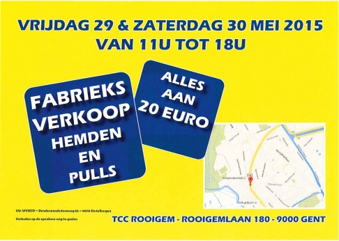 Fabrieksverkoop hemden en pulls vrijdag 29 & zaterdag 30 mei - 2