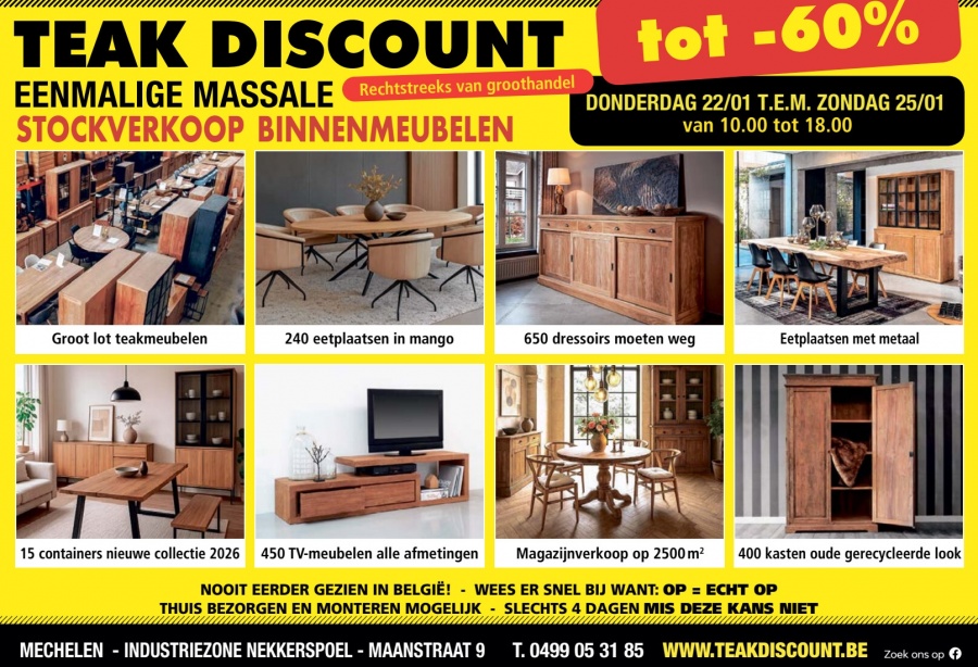 FABRIEKSVERKOOP MASSIEVE BINNENMEUBELEN en TUINMEUBELEN te Mechelen - 1