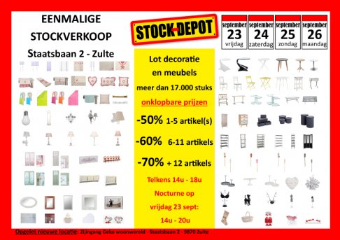 Stock-depot Zulte: eenmalige stockverkoop lot decoratie en meubels - 2