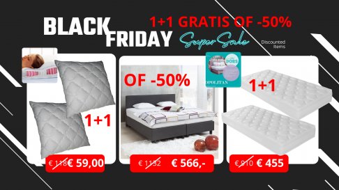 Fabrieksverkoop Boxsprings Black Friday 1+1