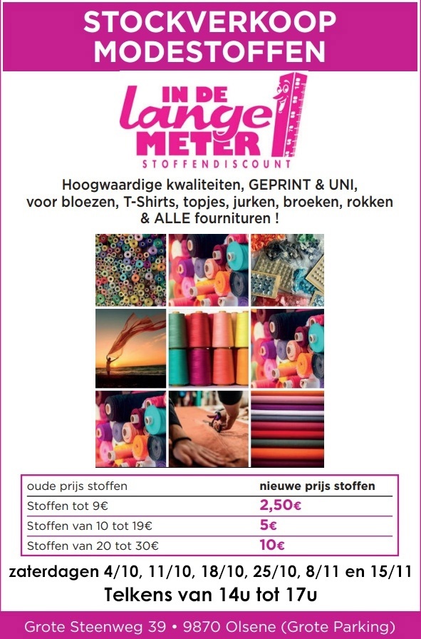 Modestoffen stockverkoop -- In de lange meter