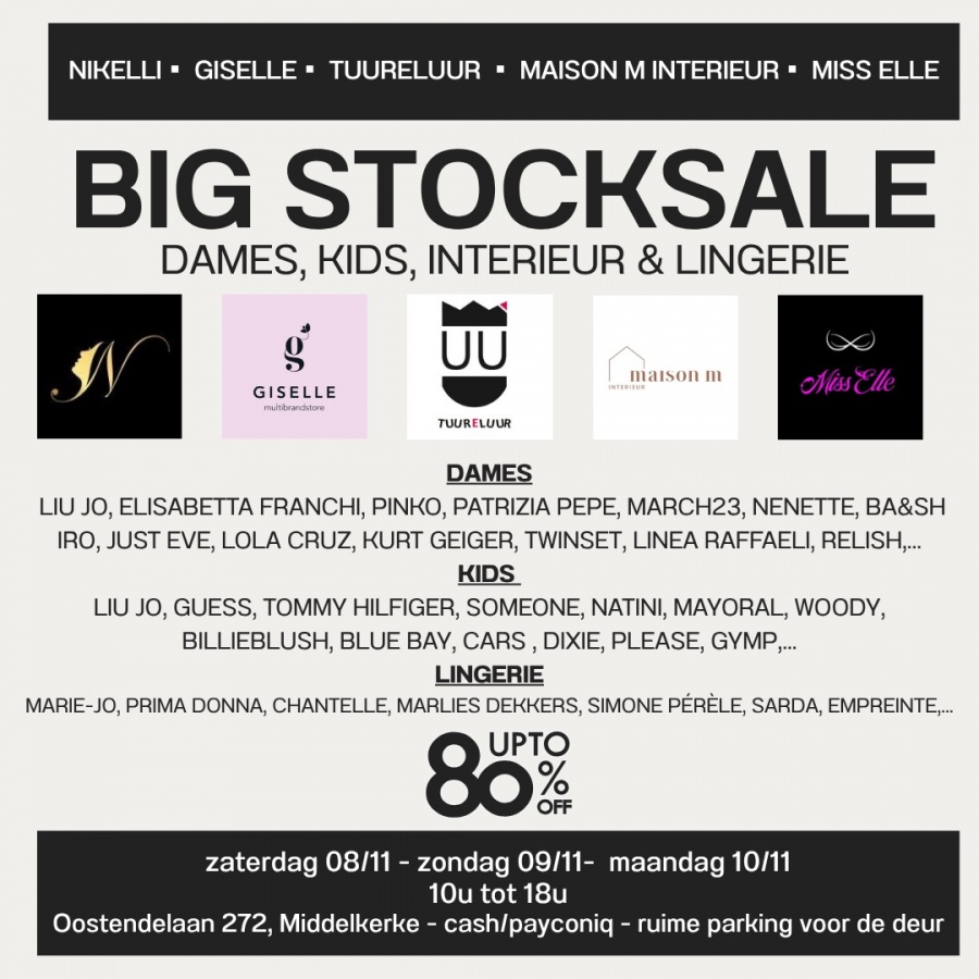 Stocksale Nikelli, Giselle, Tuureluur, Maison M Interieur en Miss Elle