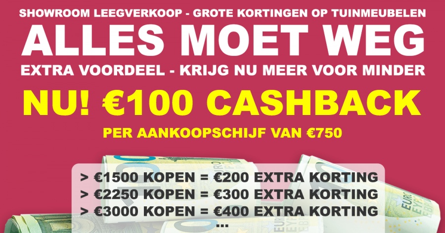 Mega magazijnverkoop van premium tuinmeubelen, interieur & lounge meubelen