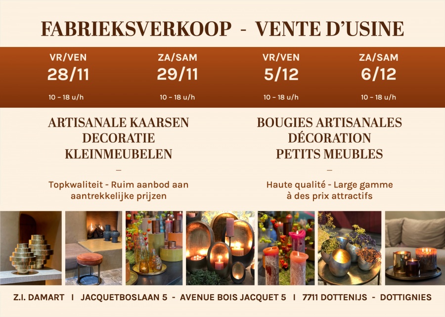 Fabrieksverkoop Artisanale Kaarsen, Decoratie & Kleinmeubelen
