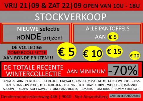 Stockverkoop kleding, schoenen en accessoires