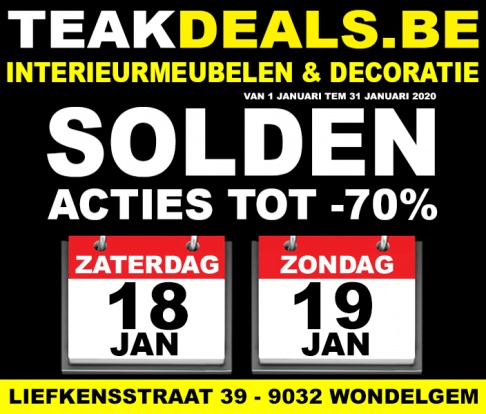 SOLDEN ACTIES TOT -70%!  - Teakdeals Outlet van Interieur- & Badkamermeubelen - Eettafels, Stoelen, Clubzetels, Kasten, Dressoirs, Vitrines, Bureautafels, Decoratie, Badkamerkasten, Tuinmeubelhoezen,...