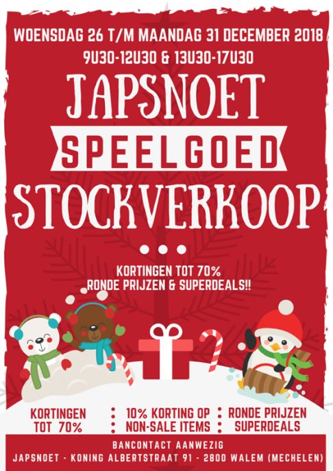 Speelgoed Eindejaars Stockverkoop bij Speelgoedwinkel Japsnoet