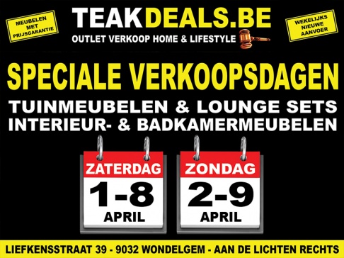 Outletverkoop Teakdeals - Teak & Alu Tuinmeubelen en Lounge sets!