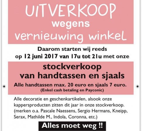 Stockverkoop van handtassen en sjaals