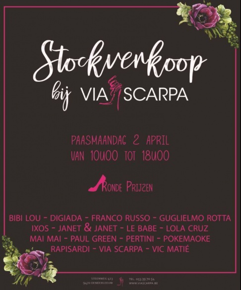 Stockverkoop bij Via Scarpa Denderleeuw (schoenen)