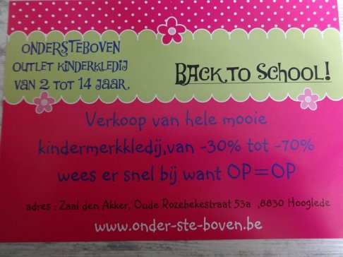 Back to school stockverkoop