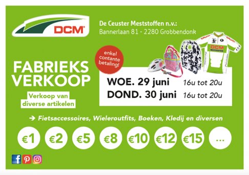 DCM Fabrieksverkoop van diverse artikelen (fiets gerelateerd)