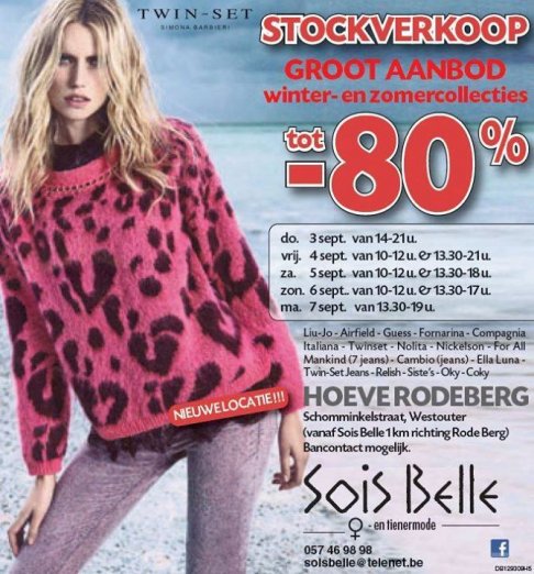 Grote stockverkoop Winter- en zomercollecties bij Sois Belle