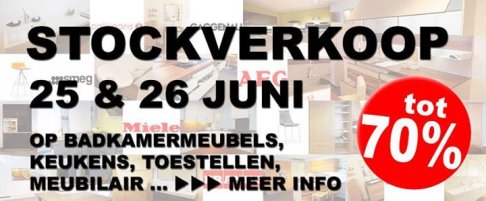 Stockverkoop keukens, badkamermeubels, ...