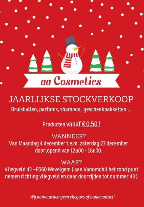 Jaarlijkse stockverkoop van Aphrodite Amphora Cosmetics