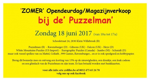 Opendeurdag en Magazijnverkoop bij de Puzzel- en Spellenman