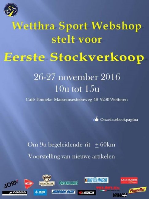 Eerste stockverkoop wetthra Sport Webshop