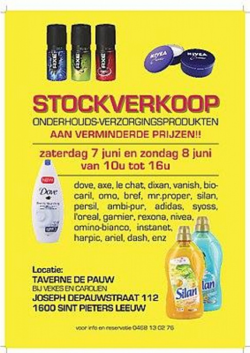 Stockverkoop onderhouds en verzorgingsprodukten