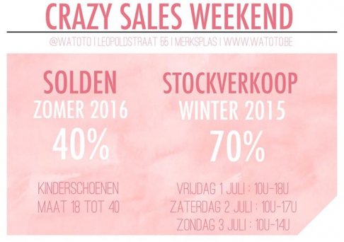 Crazy sales + stockverkoop Watoto (kinderschoenen)