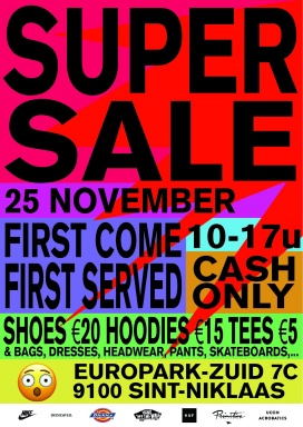 Sample sale kleding, schoenen skateboards