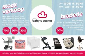 Braderie en stockverkoop tot -70% van baby-, kinder- en zwangerschapsmode, babyartikelen