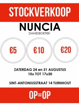 Stockverkoop damesboetiek Nuncia