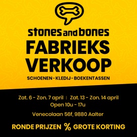 STONES and BONES stockverkoop schoenen-kledij-boekentassen