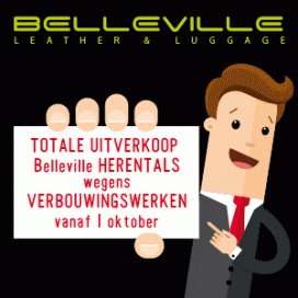 totale uitverkoop lederwaren Belville wegens verbouwing