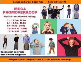 Mega promoverkoop herfst- en winterkleding voor dames, heren en kids