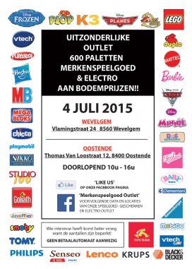Uitzonderlijke outlet merkspeelgoed en electro in Wevelgem EN Oostende