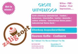 grote uitverkoop bakmaterialen, doopsuiker, geschenkartikelen