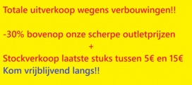 Totale uitverkoop Pierrot Outletstore wegens verbouwingen