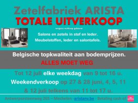 Totale Uitverkoop Zetelfabriek ARISTA - zetels, salontafels en meubelstoffen