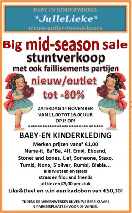 Stuntverkoop kinderkleding 0-12 jaar nieuw/outlet