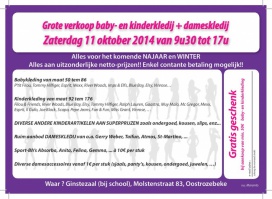 Grote verkoop baby- en kinderkledij + dameskledij!!