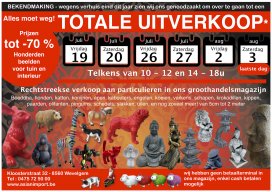 Totale uitverkoop Honderden beelden voor tuin en interieur