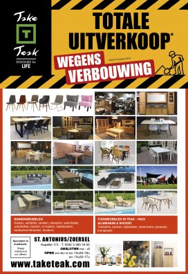 Uitverkoop wegens verbouwing Take Teak Zoersel (St-Antonius)