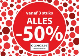 50% korting vanaf 3 stuks op de wintercollectie - Concept Fashion Oudenaarde