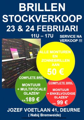 Stockverkoop brillen, monturen en zonnebrillen