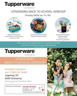 Tupperware stockverkoop 'Back to school/work' (Oostkamp)