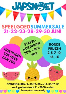 Japsnoet Speelgoed Summersale - 21/22/23 juni en 28/29/30 juni 2018 / Ronde prijzen en Superkortingen