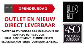 Outlet verkoop tuinmeubelen, decoratie, bloembakken, olijfbomen, druivelaars, vijgenbomen