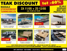 TUINMEUBEL UITVERKOOP -30% tot 70% RECHTSTREEKS VAN IMPORTATEUR  (Hamme)