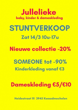 GEANNULEERD -- Stuntverkoop baby-, kinder- en dameskleding