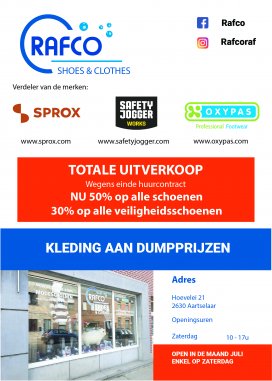 Totale uitverkoop kleding en (veiligheids)schoenen