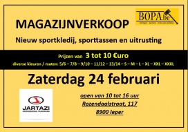 Magazijnverkoop Jartazi sportkleding, sporttassen en uitrusting