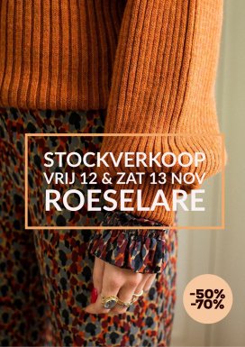 Stockverkoop damesmerkkledij op Vrij 12 en Zat 13 November te Roeselare