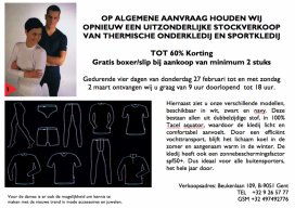 Uitzonderlijke stockverkoop thermische onderkledij en sportkledij