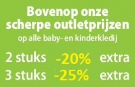 Koppelkorting!! Bovenop onze scherpe outletprijzen: 2 stuks -20%, vanaf 3 stuks -25% / Ook korting op WOODY zomer 2017!!