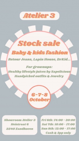 Stock- en samplesale baby & kidsfashion Atelier 3